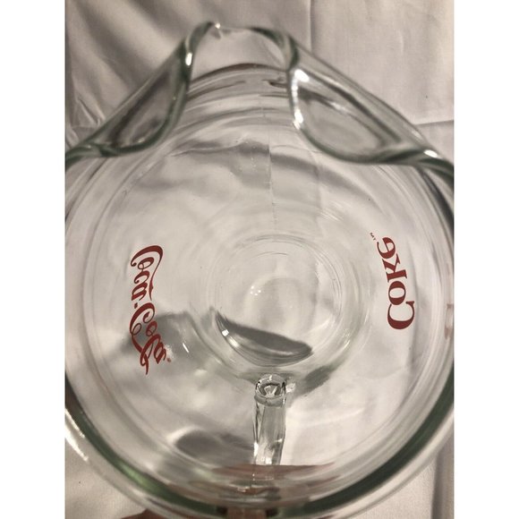 Vintage Coca Cola Clear Glass Bar Pitcher Red Lettering Soda Advertising - Picture 9 of 9